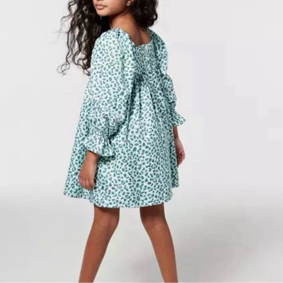 Janie and Jack Green Animal Print Dress - Picture 1 of 6